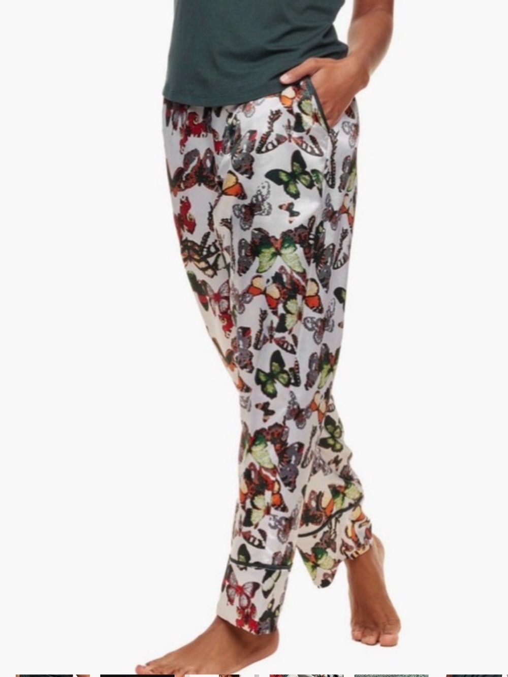 Adore Me Alania Satin Butterfly Lounge Pants
